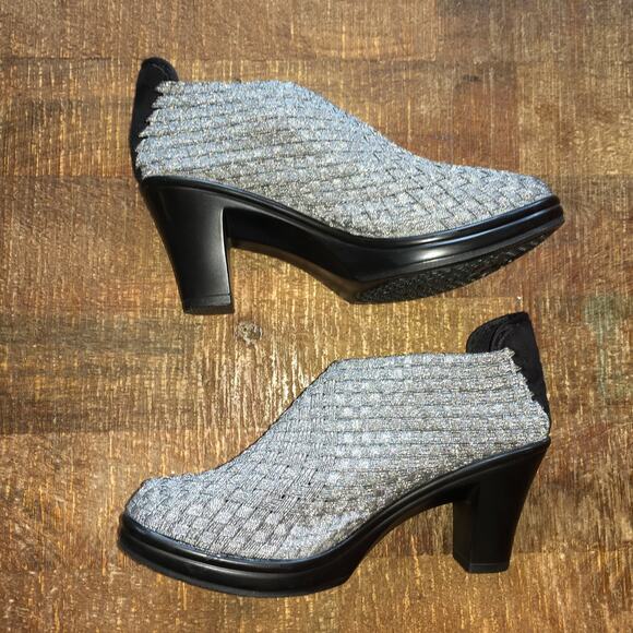 Bernie Mev Chesca Pump Shootie Womens 37 6-6.5 Silver Black Metallic Futuristic - Picture 9 of 11